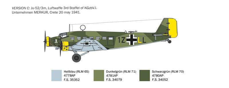 1/72 WW.II ドイツ軍 ユンカース Ju-52/3m 輸送機